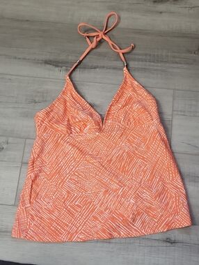Converse Coral & White Printed Halter Tankini Top